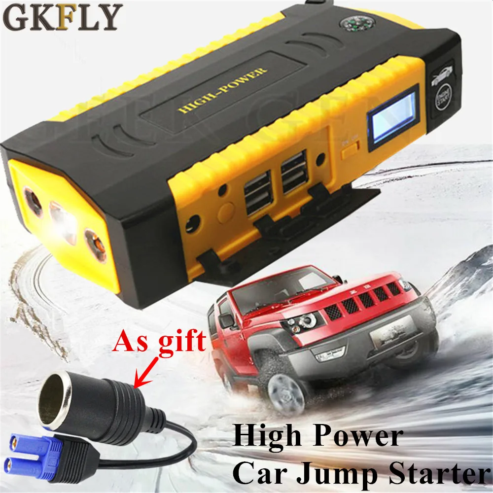 Tanie GKFLY o dużej pojemności urządzenie zapłonowe Booster 600A 12V urządzenie do uruchamiania awaryjnego samochodu Power Bank rozrusznik samochodu do ładowarka samochodowa Buster LED