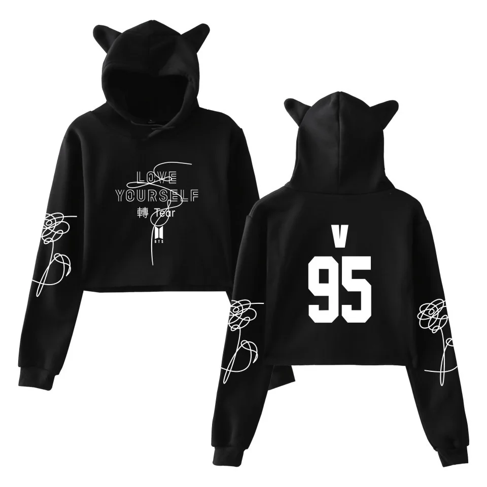 

Hoodies Women Cute Girl's New Style Bare Midriff Hoodie Women's Sweatshirt Solid Color Long Sleeves Casual Women Black sweater