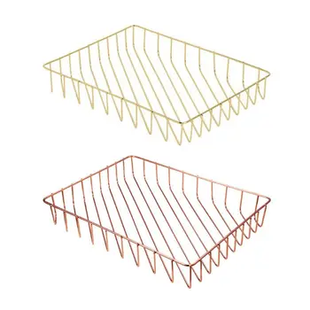 

Desk Organiser Tray Metal Storage Iron Documents A4 Paper Storage Basket Elegant Desktop Stationery Decorative Desk Accessories