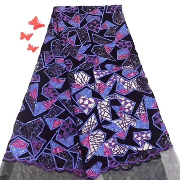 

High Class Evenning Dress Material French Tulle Net Lace Fabric With Sequins PDN899(5Yards/Lot) Many Coloe