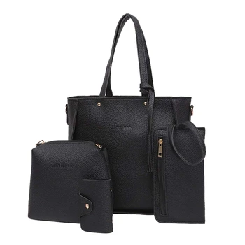 

Women Fashion Handbag Shoulder Bag Purse Leather Tote Bag 4 Pieces