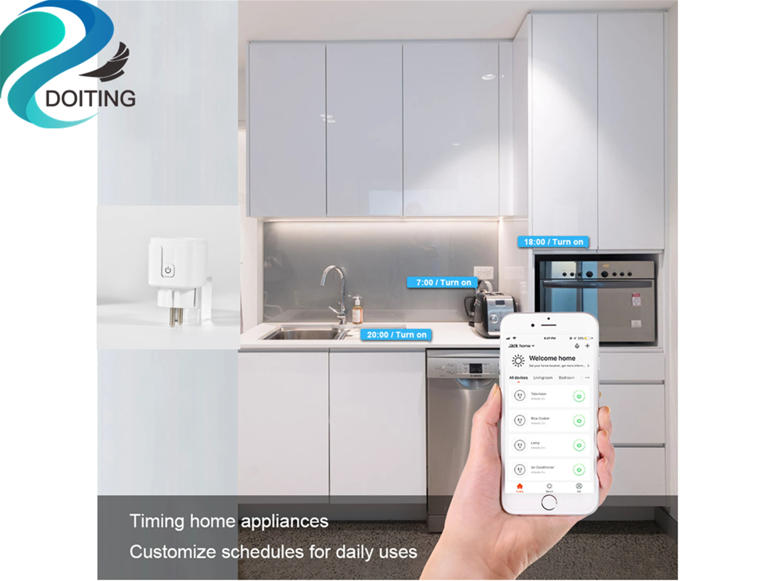 DOITING 1 шт./2 шт. ЕС Wi-Fi умная розетка поддержка Amazon Alexa Google Home Homekit умный Переключатель Жизни синхронизация Голосовое управление
