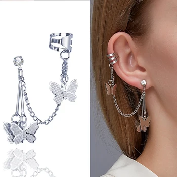 

1 PC Trendy Pop Butterfly Drop Earrings for Women Boho Ear Clip Silver Color Accessories Women Girl Weddings Party Jewelry Gift