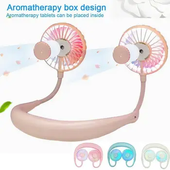 

Portable Mini Neck Fan USB Fan Neckband With Rechargeable Battery Small Desk Fans handheld Air Cooler 3 Speed Adjustable
