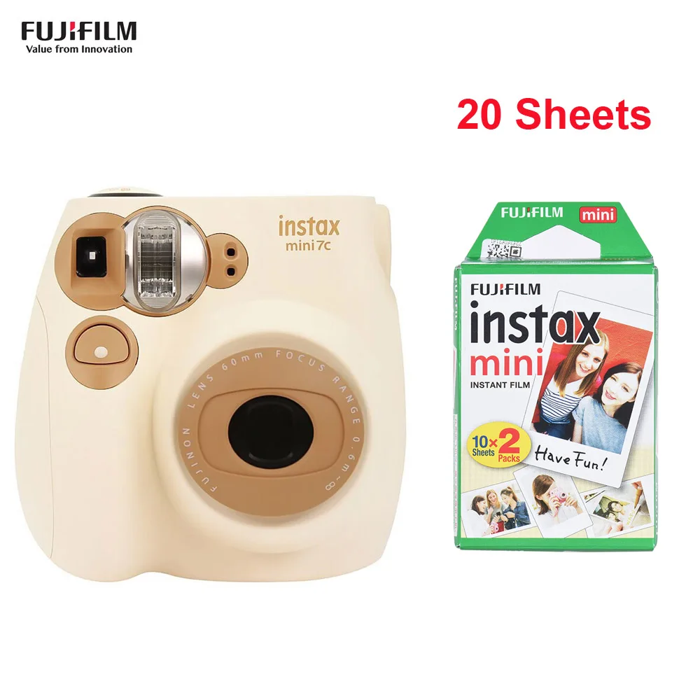 Fujifilm Instax Mini7c мгновенная камера пленочная камера автоматическая фокусировка с батареей ремешок на запястье День рождения Рождество год фестиваль подарок - Цвет: camera 20 sheet film