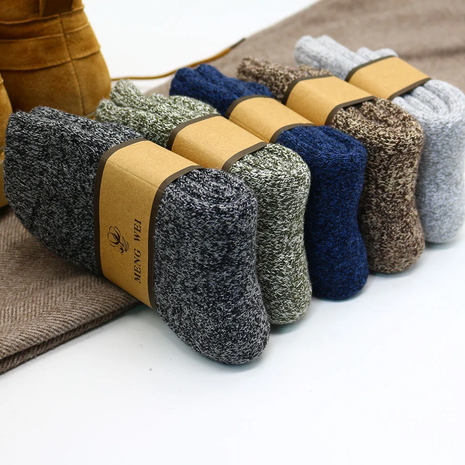 Men's Merino Wool Thick Warm High-Quality Winter Socks - Harajuku Retro Style, Antifreeze Cashmere, 3 Pairs