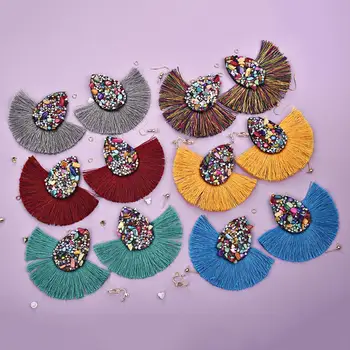 

6 Pairs Jewelry Making Bohemian Big Tassel Dangle Drop Earrings With Hooks For Women Fringe Earrings Findings DIY Accessories