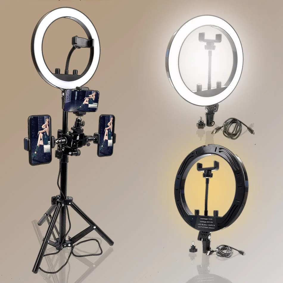 

10" Dimmable Ring Light for YouTube Video Tutorial Selfie Portrait/Live Streaming/Artist/Photographer Makeup 110cm/160CM Tripod