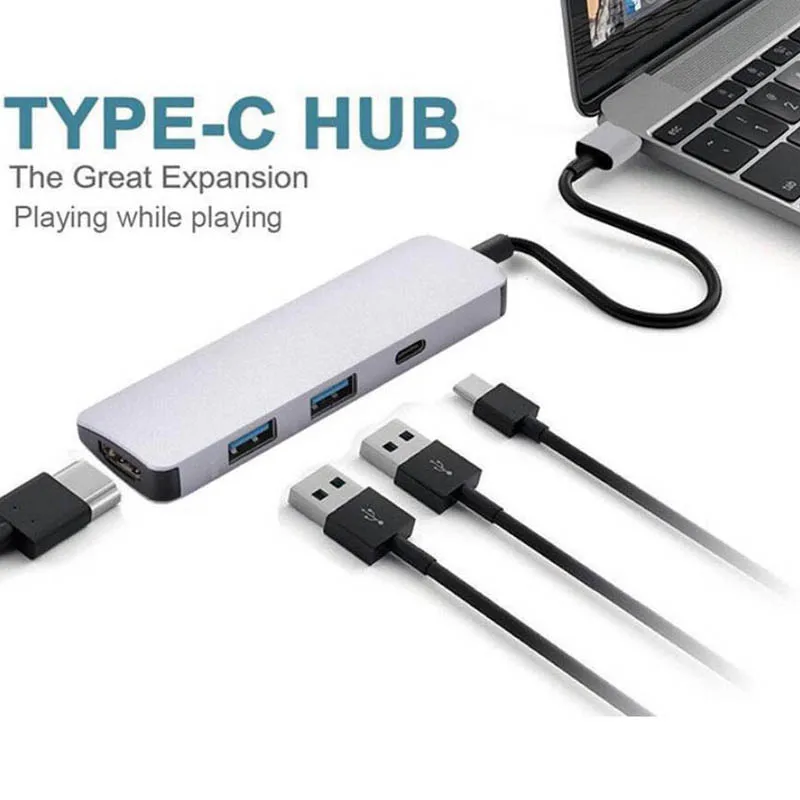 Многофункциональный 4 в 1 type C к HDMI USB 3,0 USB C концентратор PD адаптер для macbook samsung Galaxy S8/9 huawei P20 type C концентратор