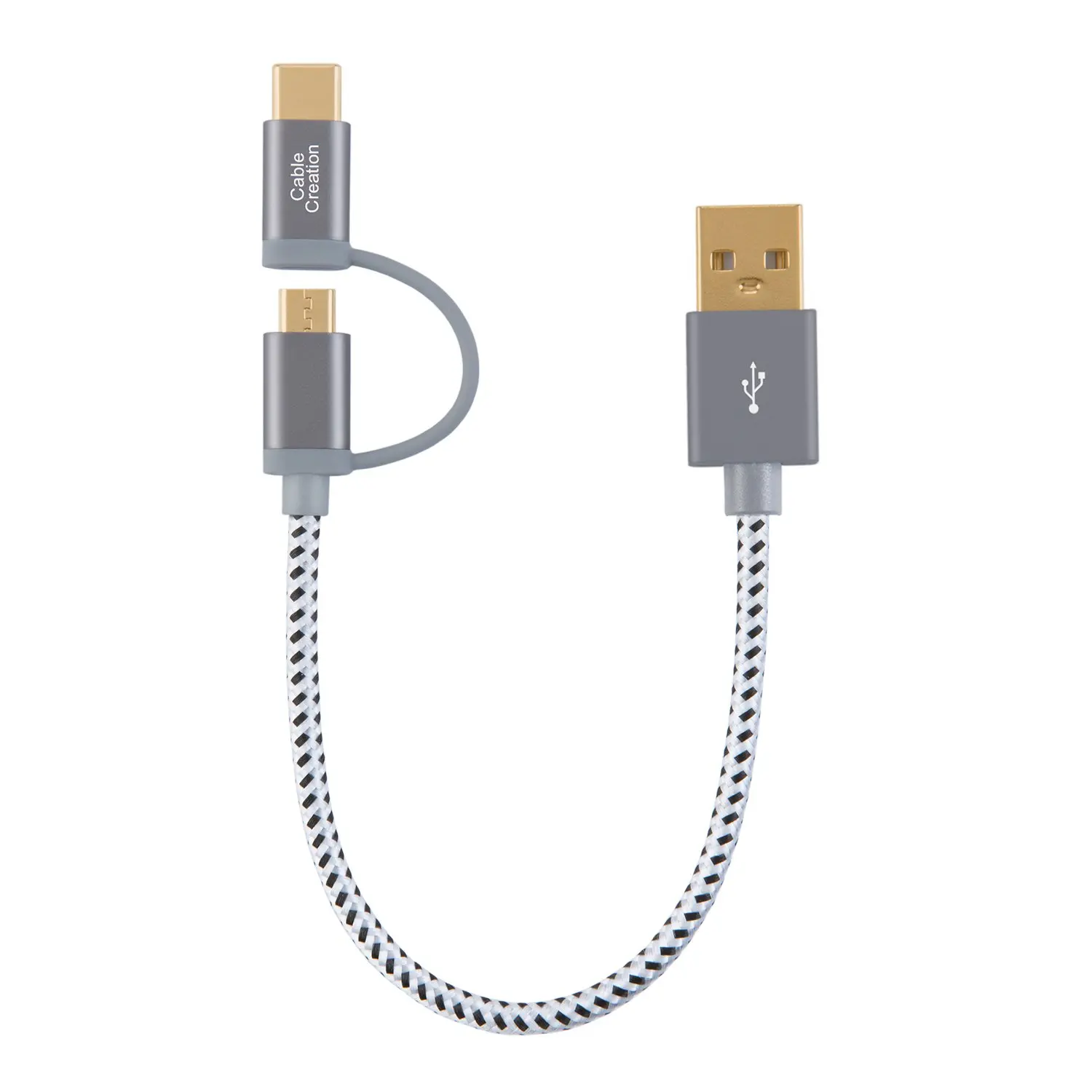 2 in 1 USB zu Typ-C / USB-C + Micro-USB Magnetische Absorption Buntes