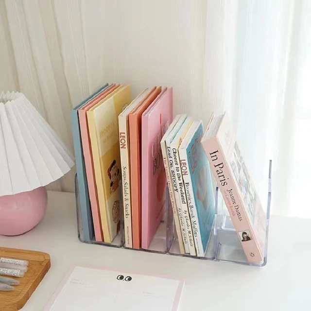 Fermalibri spessi trasparenti acrilico 3/4 griglie Organizer da scrivania  studente porta libri da tavolo libreria scolastica articoli di cancelleria  accessori per ufficio - AliExpress