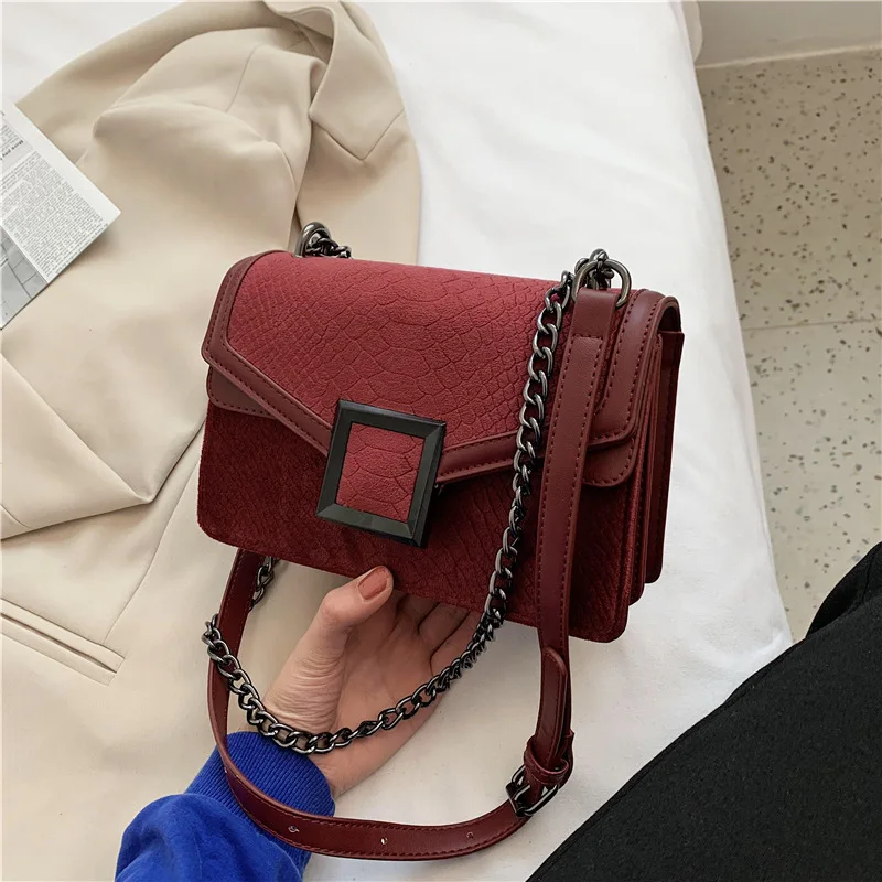 

Crocodile Pattern Lady Small Square Bag 2021 Fashion Brands Designer Chain Crossbody Bags For Women Luxury Women's Messenger Bag