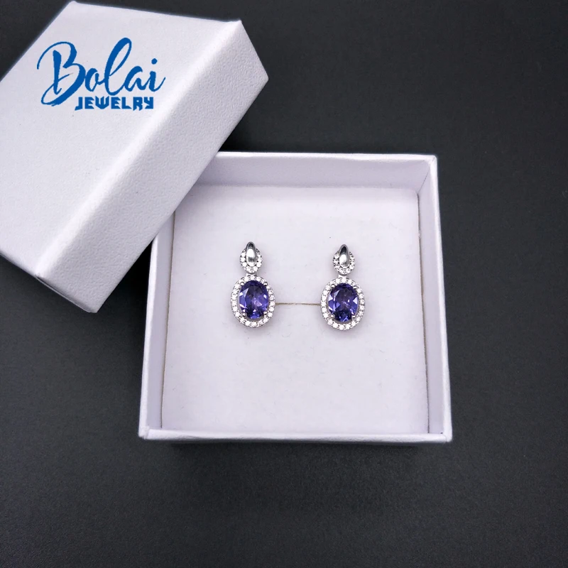 Bolaijewelry, стиль нано серьги с танзанитом, создан элегантный дизайн стерлингового серебра 925 Серьги, изящные украшения для женщин вечерние