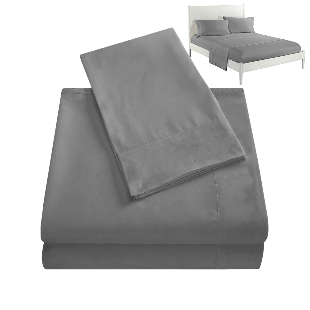 

Polyester Smooth Bedroom Bedding Set Soft Household Pillow Case Fitted Cover Modern Breathable Flat Sheet Easy Care Gift Solid