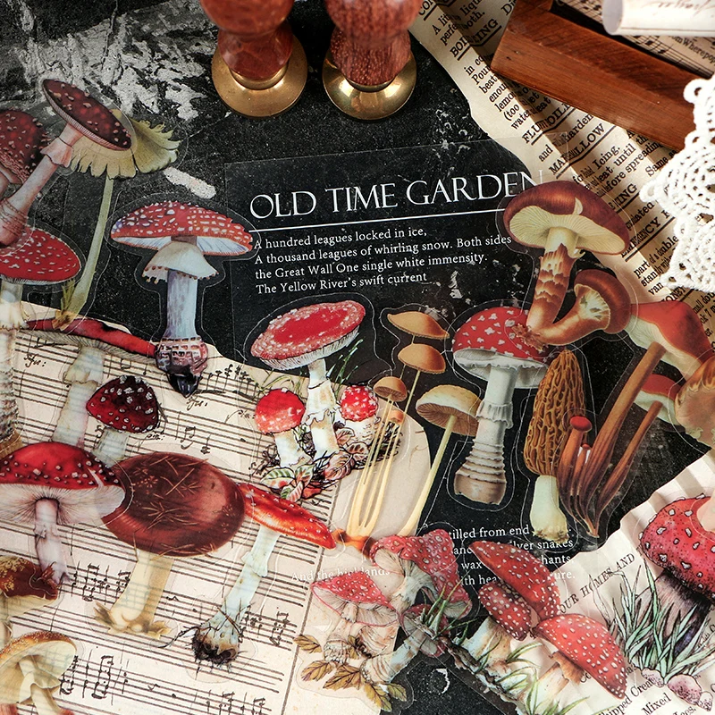 

40 pcs/bag mushroom garden DIY Decoration Sticker Creative Feather butterfly Scrapbooking Stationary School Supplies