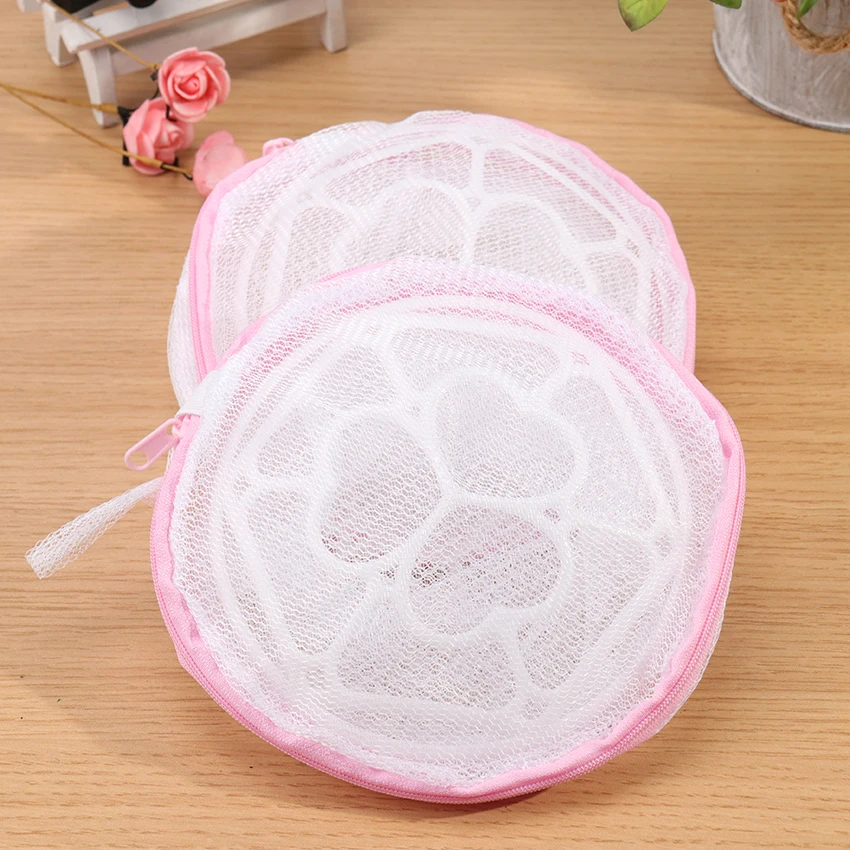 1PC Folding Bra Wash Bag Underwear Bra Sock Washing Clothes Net Mesh Zip Bag Pink Home Woman Bra Laundry Bag 150X175mm