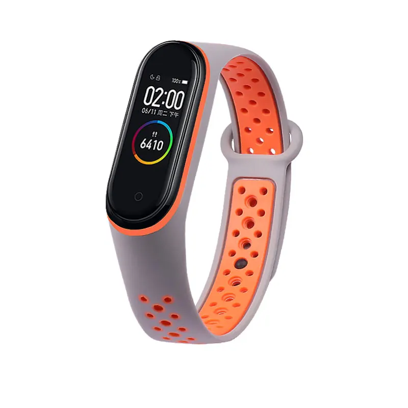 gray-orange Ремешок для Xiaomi mi Band 3 4 дышащий mi band ремешок Замена M3 M4 Plus браслет для Xiaomi mi Band 3 4 Смарт-часы наручные - Цвет: gray-orange