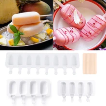 Molds Silicone Ice-Cream Baking Ice-Pops Mini for DIY Oval 8-Cavity