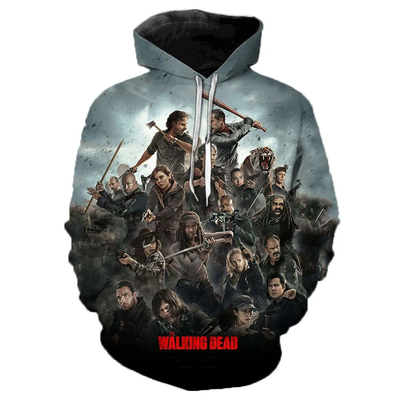 Sudadera con capucha para hombre y mujer, con estampado 3D de The Walking Dead, ropa para parte superior masculina, Casual, a la moda, para Halloween