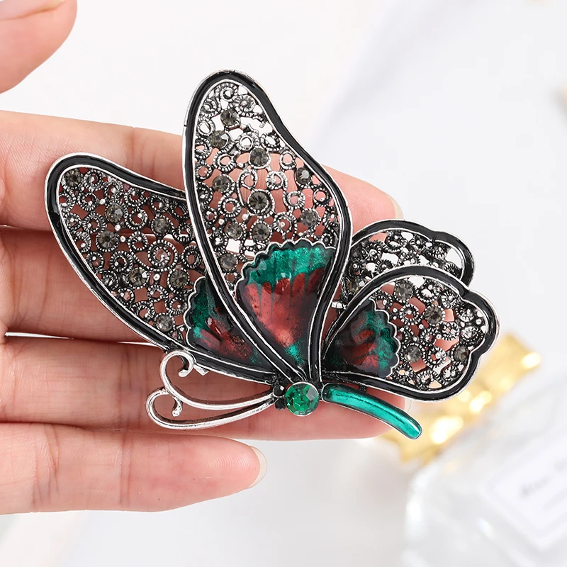 Broche Papillon Argent Et Cristal - Neuf Sans Emballage D'origine