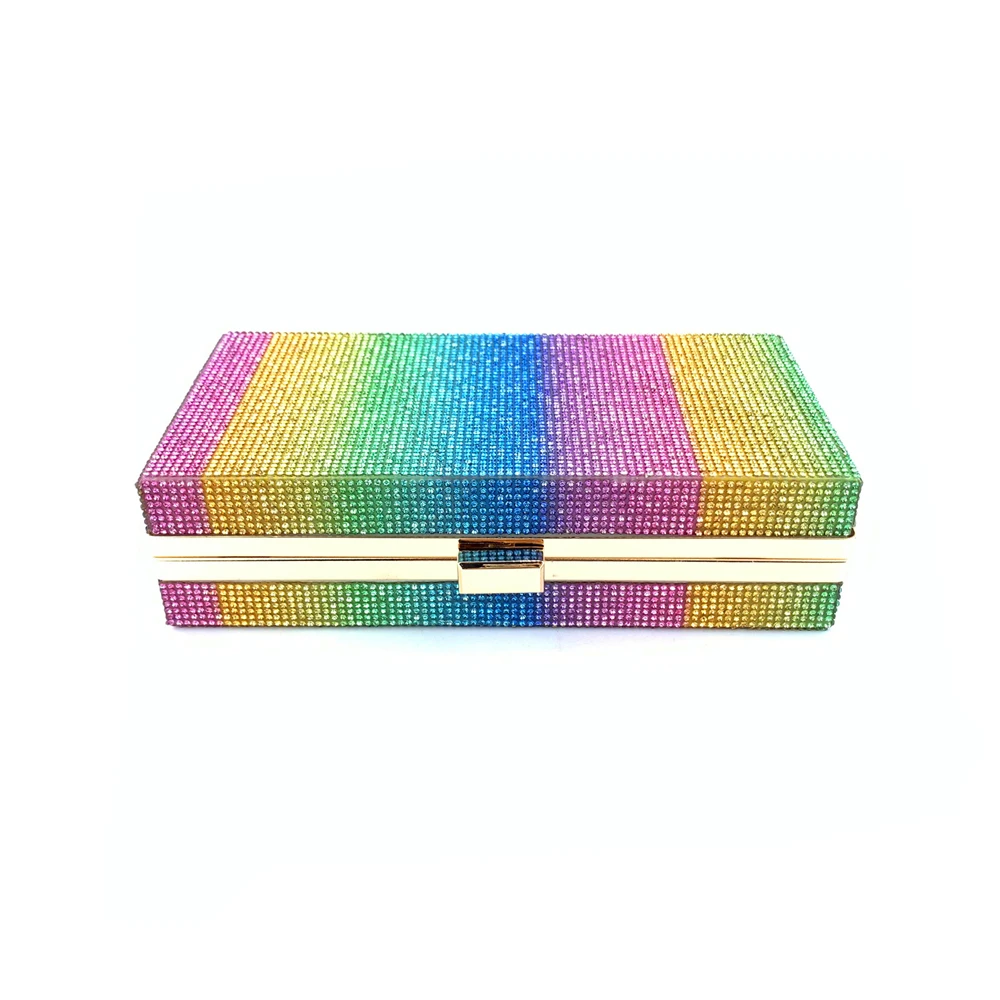 Oblique Top View of the Luxy Moon Rectangular Rainbow Evening Bag