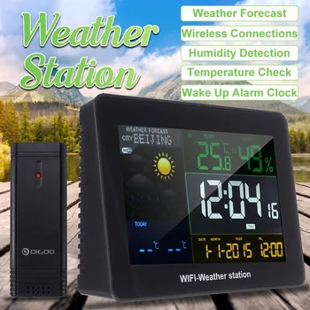 

WIFI Wireless Weather Station With Outdoor Remote Sensor Snooze Alarm Clock Temperature,Humidity, Barometer Alam Clock