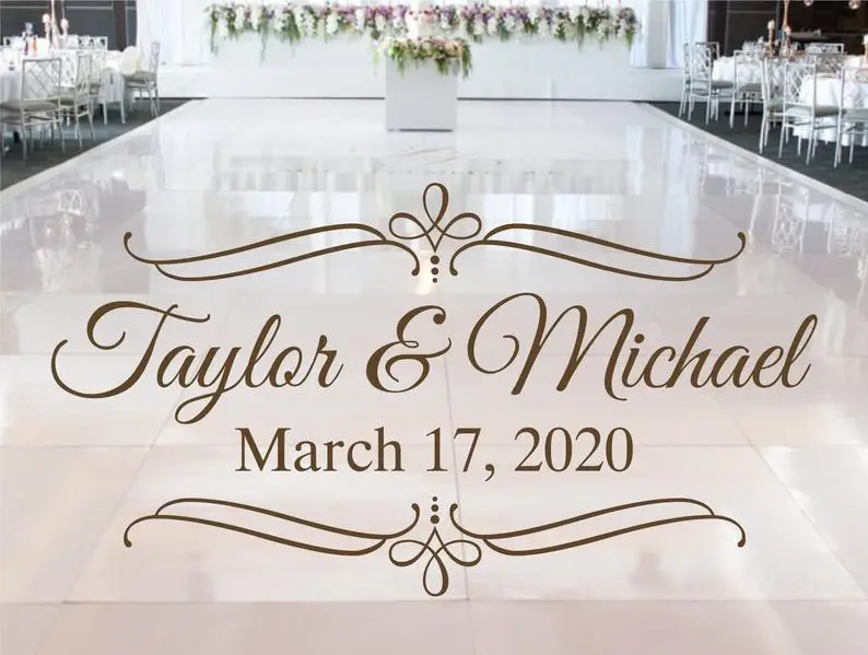 

Wedding Dance Floor Wall Stickers Vinyl Decal Custom Name & Date Wedding Signs Window Door Personalized Removable Mural HY114