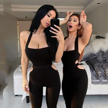 Одежда для йоги, Женский цельный спортивный костюм, комплект для тренировок, тренажерного зала, фитнеса, комбинезон, штаны, сексуальный комплект для йоги, Бандажное боди для спортзала