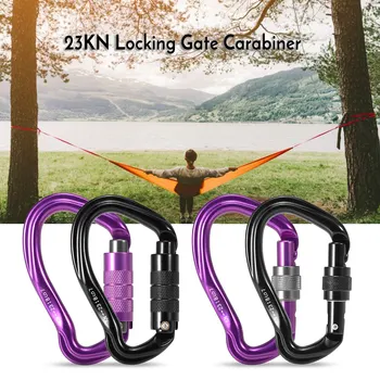 

23KN Auto Locking Gate Carabiner D Shape D-ring Heavy Duty Carabiner Climbing Rappelling Hammock Locking Clip Buckle Pack