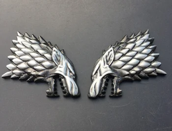 

2pcs Metal Game of Thrones House Stark Wolf Head Car Emblems Badge Decal Sticker