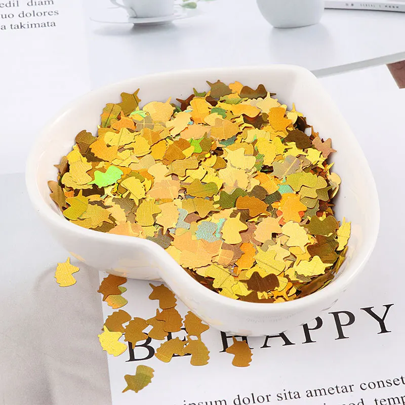 LC/Explosive Ultra-thin 5*8mm Unicorn/little monster /10grams Sequins PVC Flat for DIY Card Making Craft Color Collection