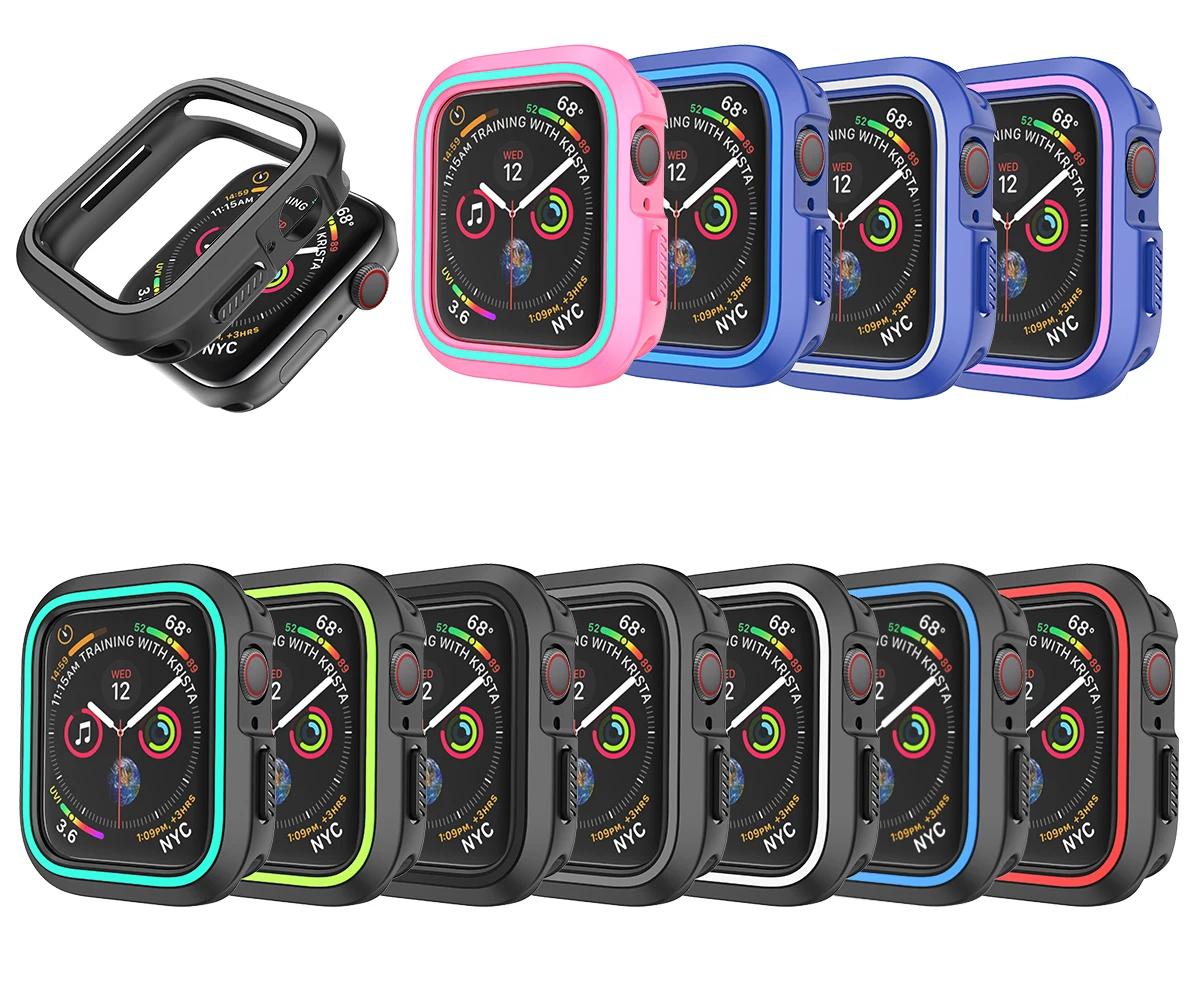 Двухцветный Силиконовый противоударный чехол для Apple Watch series 5 4 3 2 1 38 мм 42 мм 40 мм 44 мм стильный ударопрочный чехол