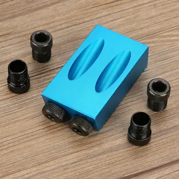 

Blue Pocket Hole Jig Kit 6/8 /10mm Woodwork Guide Oblique Drilling Angle Locator