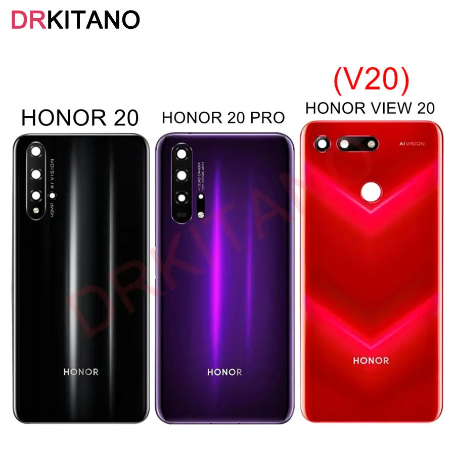 Для huawei Honor View 20 задняя батарея стеклянная крышка Задняя панель корпус двери чехол+ объектив камеры Honor 20 Pro крышка батареи V20