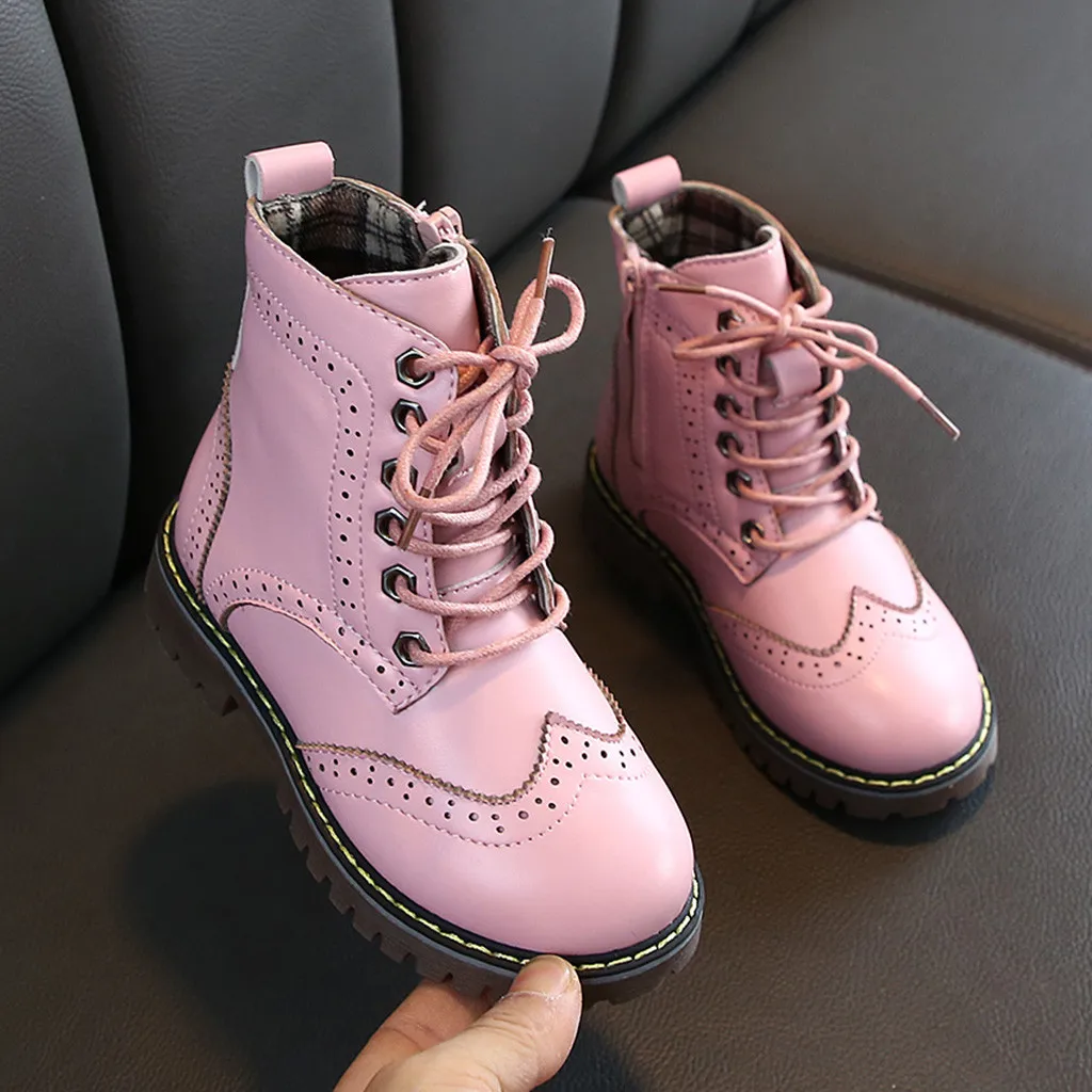 

Children kids boots girls leather Boys Boots Ankle Sport Short Bootie Solid Casual Shoes botte fille enfant # 3