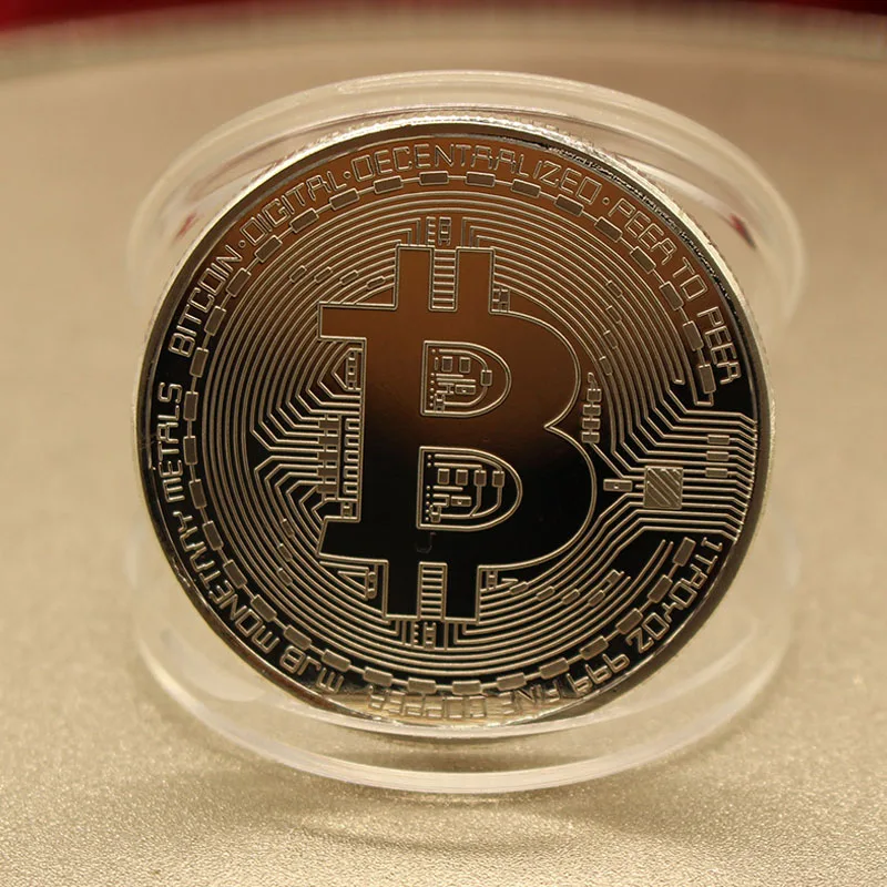 Биткоин искусство коллекция Позолоченные физические биткоины Биткоин BTC с Чехол подарок физический металл Античная имитация