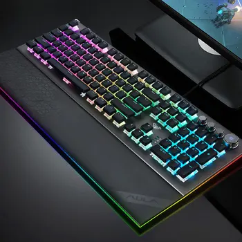 

Gaming Mechanical Keyboard Blue Switch Wired RGB Backlit Crystal Keys Keyboard with Multimedia Mode for Laptop Desktop Gamer