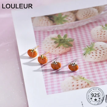 

Louleur 925 Sterling Silver Cute Earrings Sweet Halloween Little Pumpkin Stud Earrings For Women Fine Silver Jewelry Girls Gifts
