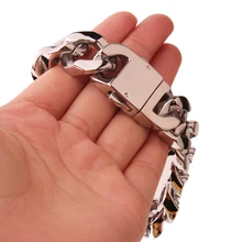 20 мм полированное серебро/золото/черный Цвет отрезанная подгубная цепочка с крупными звеньями кубинской 316L Нержавеющая сталь браслет мужские цепи обувь для мальчиков ювелирных изделий