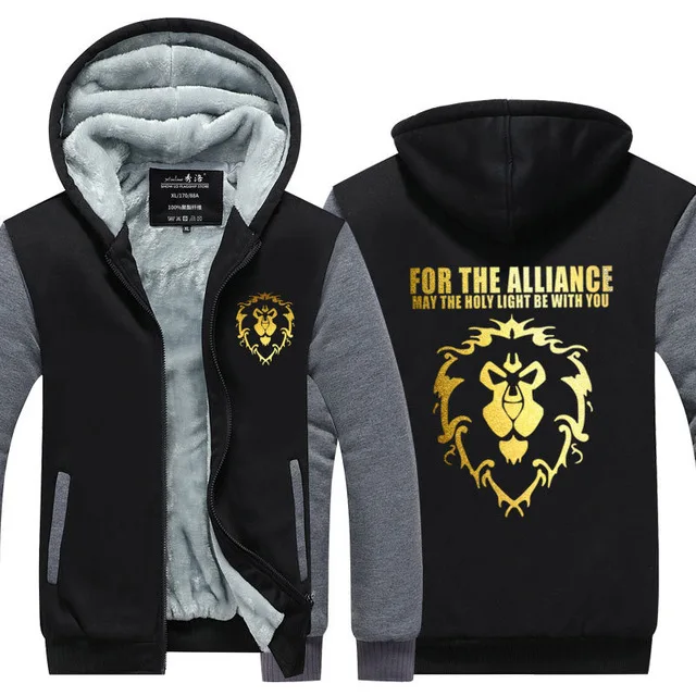 Новинка, зимняя теплая толстовка WOW с капюшоном, игра Dota 2, пальто ALLIANCE& Horde, куртка, пальто для мужчин, толстый флис, на молнии, светящиеся, WOW, толстовки f - Цвет: 4