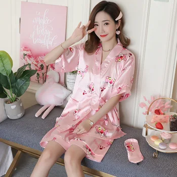 

Womens Satin Pajamas Sets Two Piece Faux Silk Kimono Sleepwear Sexy Homewear Long Sleeve Top Pants Female Nightwear Sets Autumn