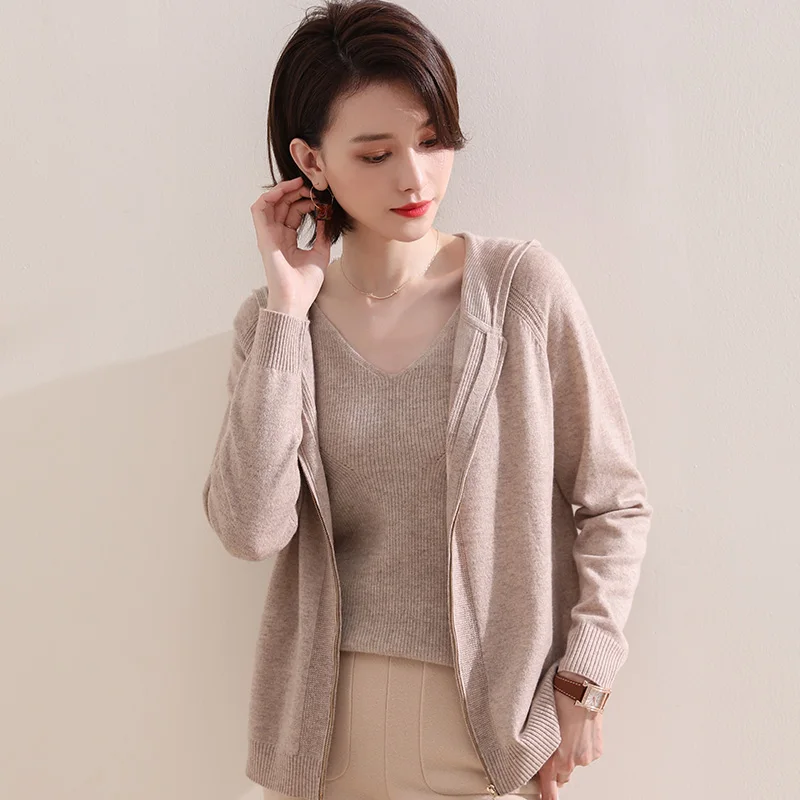 Top Grade Zipper Cardigans Women 100% Pure Goat