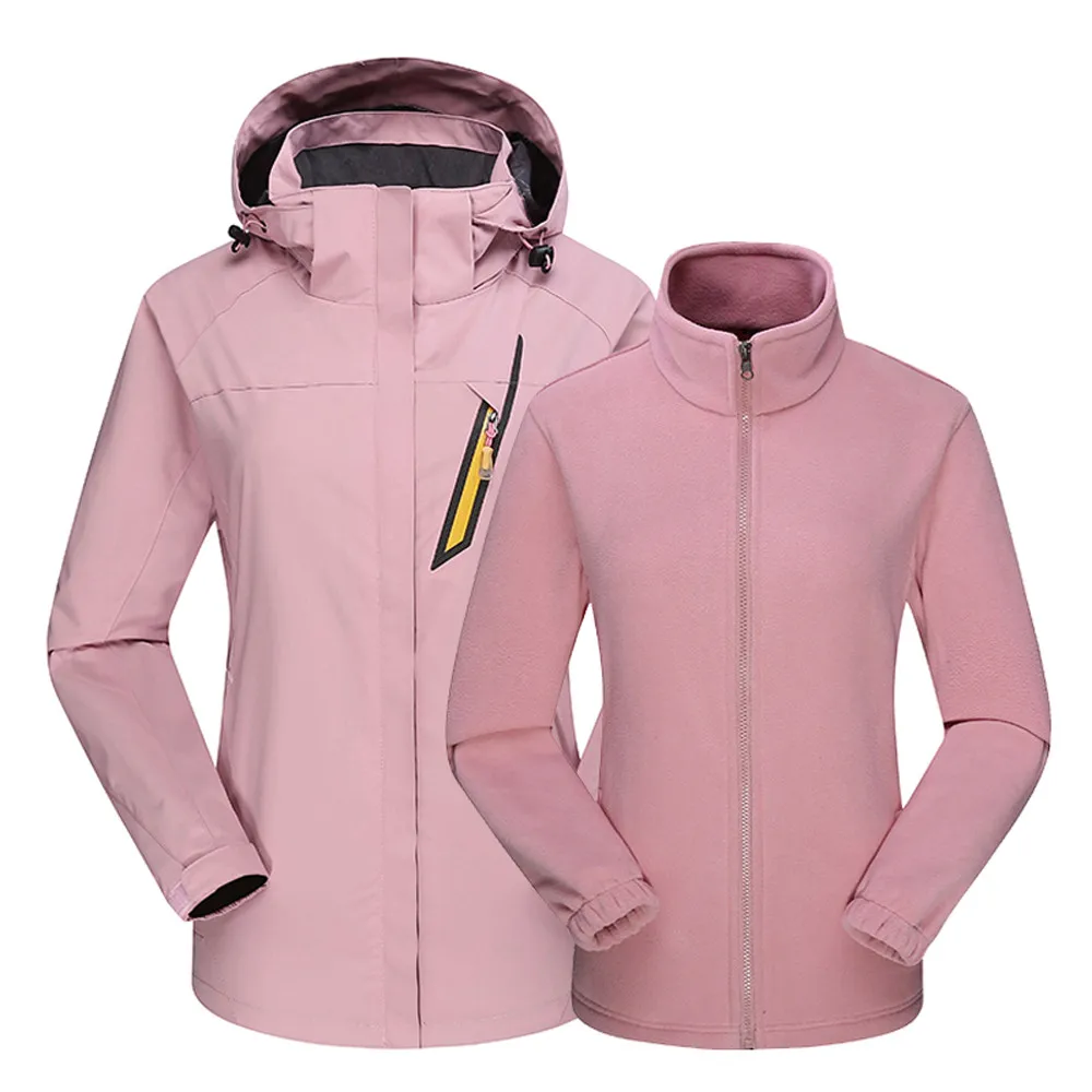Двухсекционные походные куртки для кемпинга женские для улицы и занятий спортом из флисовый пальто альпинистский треккинг спортивный, из мягкой кожи водонепроницаемая куртка - Цвет: PK