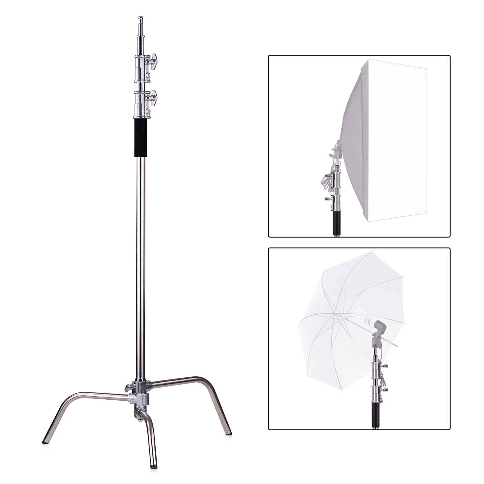 Photo Studio Light Stand Aluminum Alloy C-Stand with Boom Arm Folding Legs 20kg/44lbs Load Capacity 330cm/10.8ft Max. Height