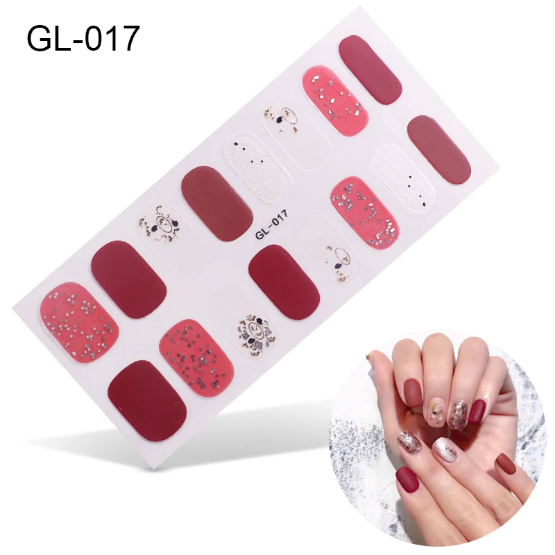 GL-017 Lamemoria 16 стикеров GL полное покрытие Обертывания украшения DIY маникюр слайдер винил для ногтей маникюр самоклеющиеся наклейки - Цвет: GL-017