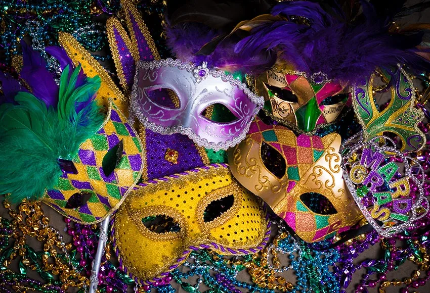 7x5FT счастливого карнавала Цвет маска Mardi Gras Маскарад Танцы вечерние на заказ для
