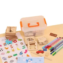 Детские нарисованные наборы игрушек набор для рисования деревянные игрушки креативные детские развивающие игрушки для раскрашивания карт