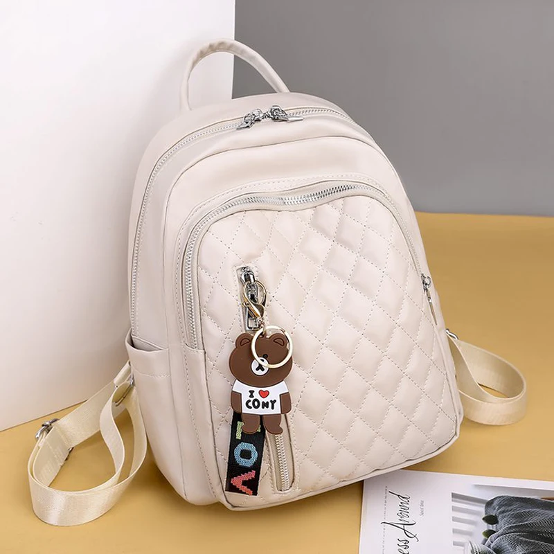 

Soft PU leather ladies backpack 2020 autumn new youth female schoolbag trend multifunctional travel bag luxury designer ladies