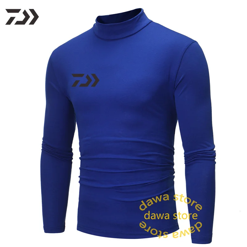Daiwa одежда для рыбалки с длинными рукавами Осень Зима мужская хлопковая дышащая рыболовная рубашка теплая походная Спортивная плотная одежда - Цвет: Синий