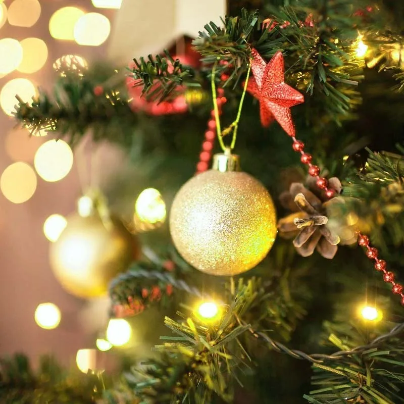 36Pcs Rose Gold Plastic Christmas Balls Ornament 4cm Hang Pendant Ball Indoor New Year Xmas Tree Decor Home Christmas Decoration